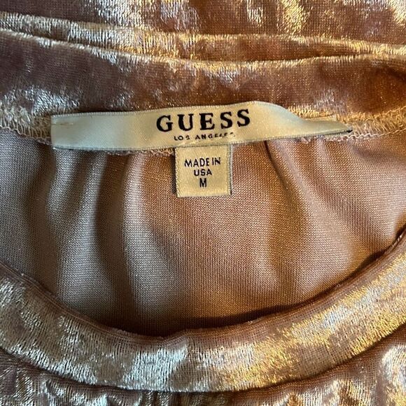 NWT Guess Women's Prism Pink Carrie Crush Velvet Twist Tie Crop Top - Picture 6 of 8